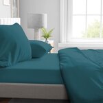 Drap housse microfibre 82 g - 180 x 200 cm - Bonnet 30 cm - Bleu canard
