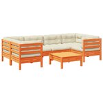 vidaXL Salon de jardin 7 Pièces avec coussins cire marron bois pin massif