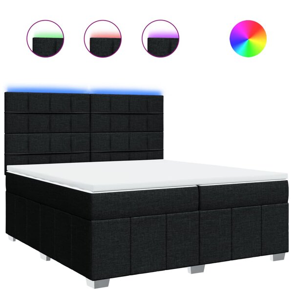 vidaXL Sommier à lattes de lit avec matelas Noir 200x200 cm Tissu