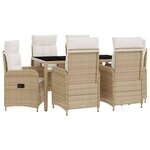 vidaXL Ensemble de repas extérieur 7 Pièces Beige et blanc crème