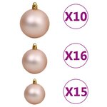 vidaXL Set de boules de Noël avec pic et 300 LED 120Pièces Doré rose