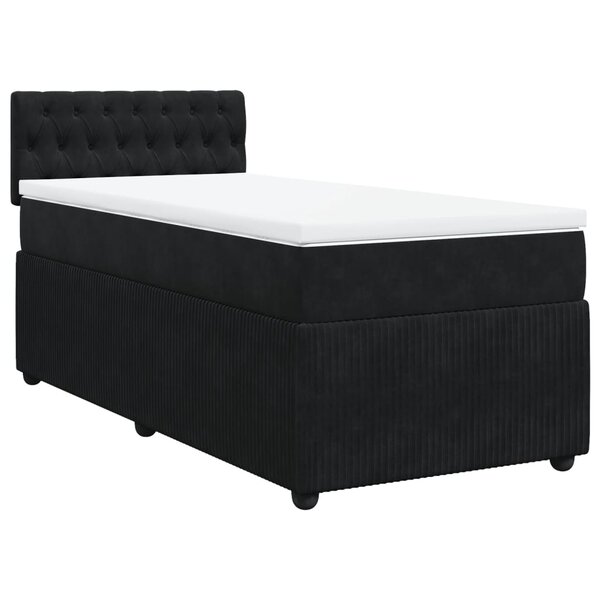 vidaXL Sommier à lattes de lit et matelas Noir 80x200 cm Velours