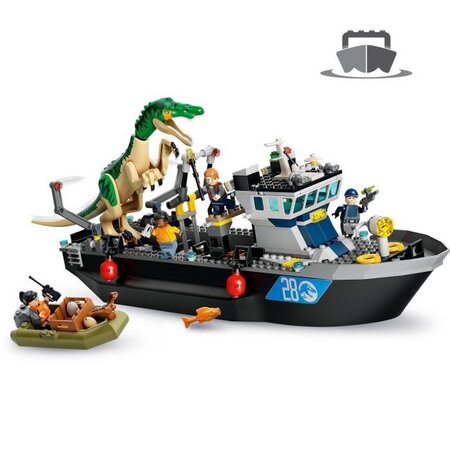 Lego 76942 jurassic world l'évasion en bateau du baryonyx dinosaure bateau  jouet enfants des 8 ans garçon et fille - La Poste