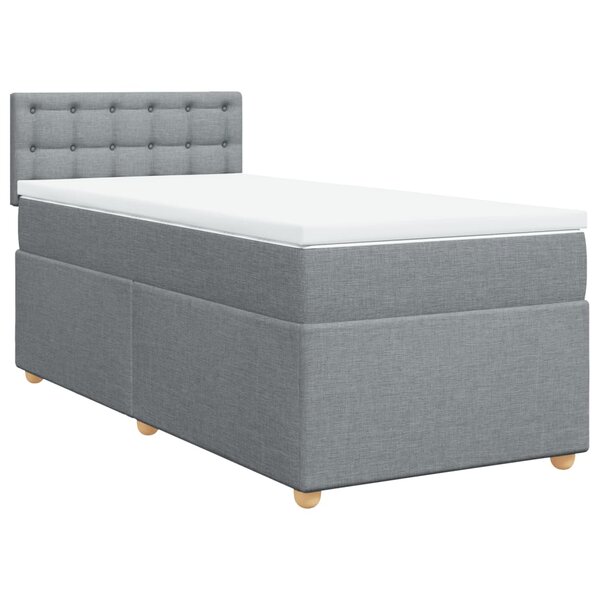 vidaXL Sommier à lattes de lit avec matelas gris clair 80x200 cm tissu