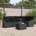vidaXL Ensemble de salle à manger pour jardin avec coussin 6 Pièces Noir
