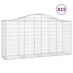 vidaXL Paniers à gabions arqués 15 Pièces 200x50x100/120 cm fer galvanisé