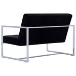 vidaXL Canapé 2 places avec accoudoirs Noir Chrome et velours