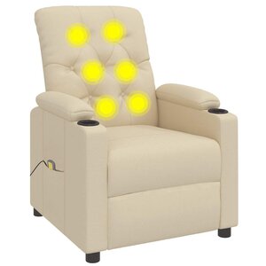 vidaXL Fauteuil de massage Crème Tissu