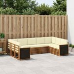 vidaXL Ensemble de canapé d'angle avec coussin 7 Pièces Naturel et Crème