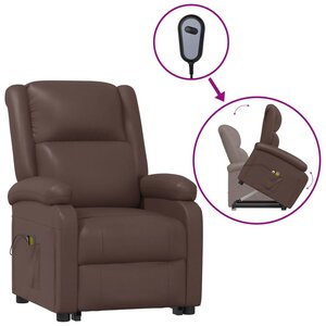 vidaXL Fauteuil de massage Marron Similicuir