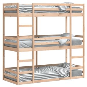 vidaXL Lit superposé triple 90x200 cm bois de pin massif