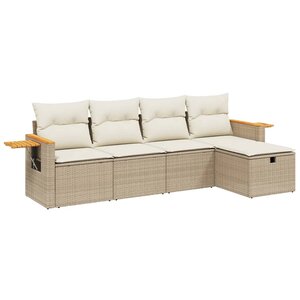 vidaXL Salon de jardin avec coussins 5 Pièces beige résine tressée
