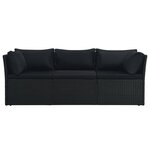 vidaXL Salon de jardin 4 Pièces avec coussins Résine tressée Noir
