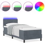 Lit box spring vidaXL avec matelas et LED Gris foncé 80x200 cm Velours