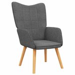 vidaXL Chaise de relaxation avec tabouret Gris foncé Tissu