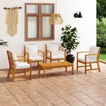 vidaXL Salon de jardin 5 Pièces avec coussin Bois d'acacia solide