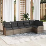 vidaXL Ensemble de canapé de jardin avec coussin 6 Pièces Gris Poly rotin