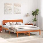 vidaXL Cadre de lit avec tête de lit Brun cire 160 x 200 cm Pin massif
