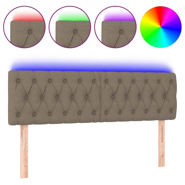 vidaXL Tête de lit à LED Taupe 160x7x78/88 cm Tissu