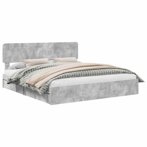 vidaXL Lit de Rangement Gris béton 180 x 200 cm Bois d'ingénierie