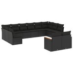 vidaXL Salon de jardin 12 Pièces avec coussins noir résine tressée