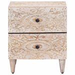 vidaXL Cabinet de chevet Blanc 40 x 33 5 x 46 cm Bois de mangue massif