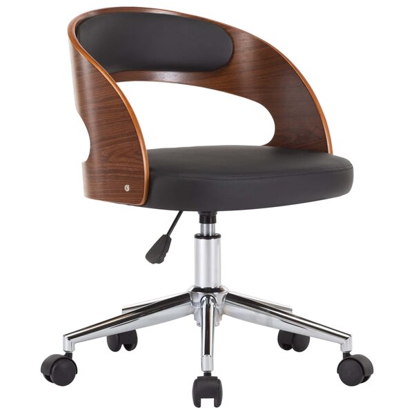 vidaXL Chaise pivotante de bureau Noir Bois courbé et similicuir