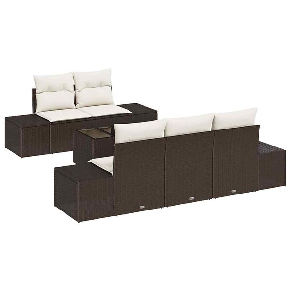 vidaXL Ensemble de canapé de jardin 6 Pièces Marron Poly rotin