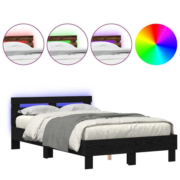 vidaXL Cadre de lit Chêne noir 120 x 200 cm Bois d'ingénierie