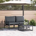 vidaXL Ensemble de canapé de jardin 3 Pièces Anthracite Acier