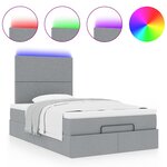 vidaXL Cadre de lit ottoman avec matelas gris clair 120x190 cm tissu