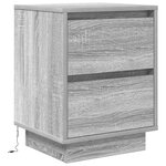 VidaXL Tables de chevet avec lumières LED 2Pièces sonoma gris 38x34x50 cm