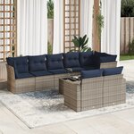 vidaXL Salon de jardin 9 Pièces avec coussins gris résine tressée