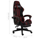 vidaXL Fauteuil de jeux vidéo et repose-pied Noir/bordeaux Similicuir