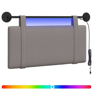 vidaXL Tête de lit suspendue Avec lumière LED Taupe Tissu
