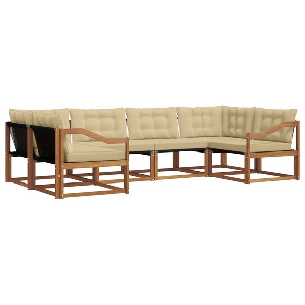 vidaXL Ensemble de canapés d'extérieur 6 pc Naturel et Beige