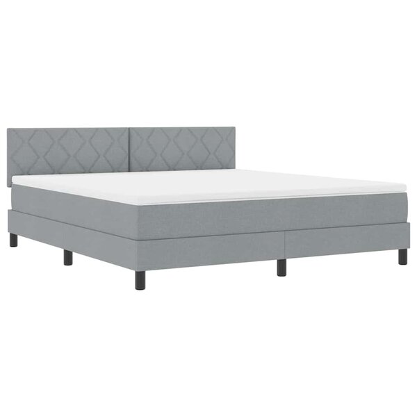 vidaXL Lit boxspring avec matelas Gris clair 180 x 200 cm tissu