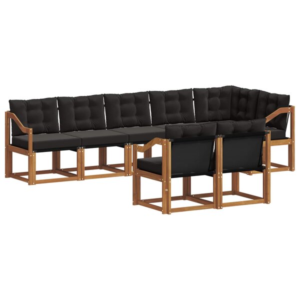 vidaXL Ensemble de canapés d'extérieur 8 Pièces Naturel et Noir