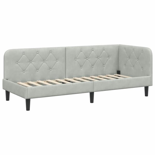vidaXL Cadre de lit d'angle Gris clair 80 x 200 cm Velours