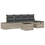 vidaXL Ensemble de canapé de jardin 6 Pièces Gris clair Poly rotin