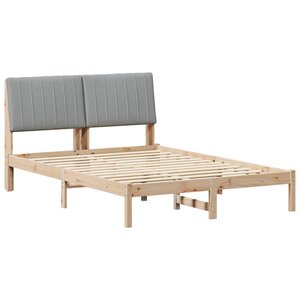 vidaXL Cadre de lit avec tête de lit Marron 135 x 190 cm Pin massif