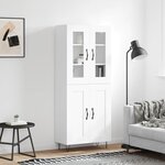 vidaXL Buffet haut Blanc 69 5x34x180 cm Bois d'ingénierie