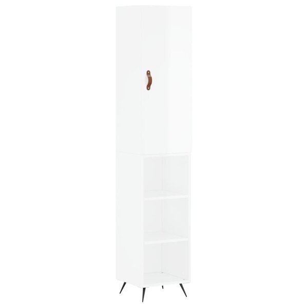 vidaXL Buffet haut Blanc brillant 34 5x34x180 cm Bois d'ingénierie