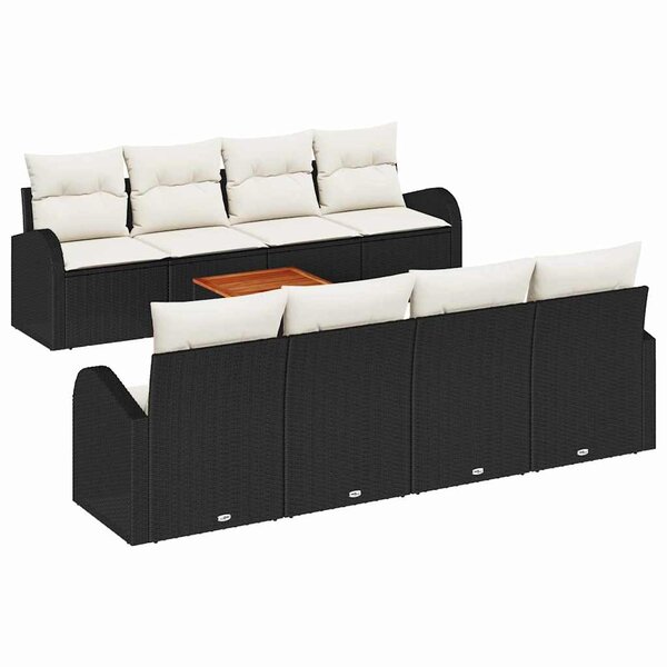 vidaXL Ensemble de canapé de jardin 9 Pièces Noir Poly rotin