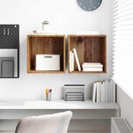 vidaXL Meuble mural avec étagère 2 Pièces Bois ancien 37 x 37 x 37 cm