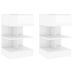 vidaXL Tables de chevet 2 Pièces Blanc brillant 40x35x65 cm
