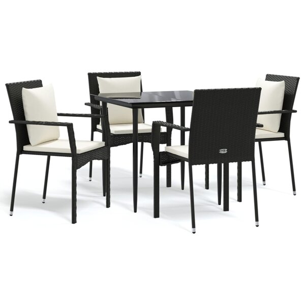 vidaXL Ensemble à manger de jardin coussins 5Pièces Noir Résine tressée