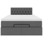 vidaXL Lit ottoman avec matelas et LED gris foncé 120x200 cm tissu