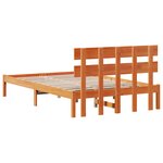 vidaXL Cadre de lit avec tête de lit Marron Ciré 135x190 cm Bois Massif Pin