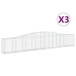 vidaXL Paniers à gabions arqués 3 Pièces 400x30x60/80 cm Fer galvanisé